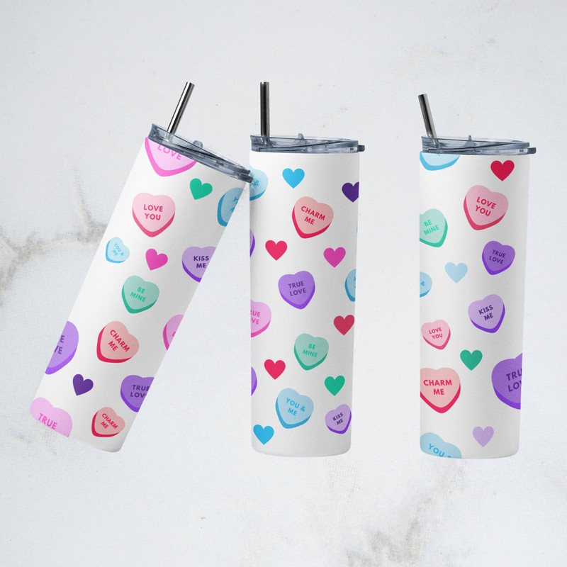 20 oz Skinny Tumbler Sublimation Design Template Valentines Day Love conversation hearts Straight Design Digital Download PNG.jpg