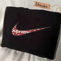 nike x louis vuitton embroidered sweatshirt, brand embroidered sweatshirt, brand embroidered crewneck, brand embroidered