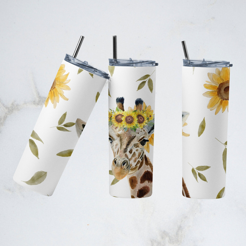 Giraffe Flower Tumbler Png, Giraffe Tumbler Design, 20 oz Skinny Tumbler Wrap, Giraffe Tumbler Png.jpg