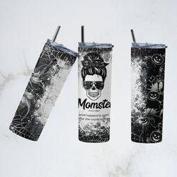 momster halloween tumbler, momster halloween straight wrap skinny tumbler, momster sublimation wrap skinny tumbler