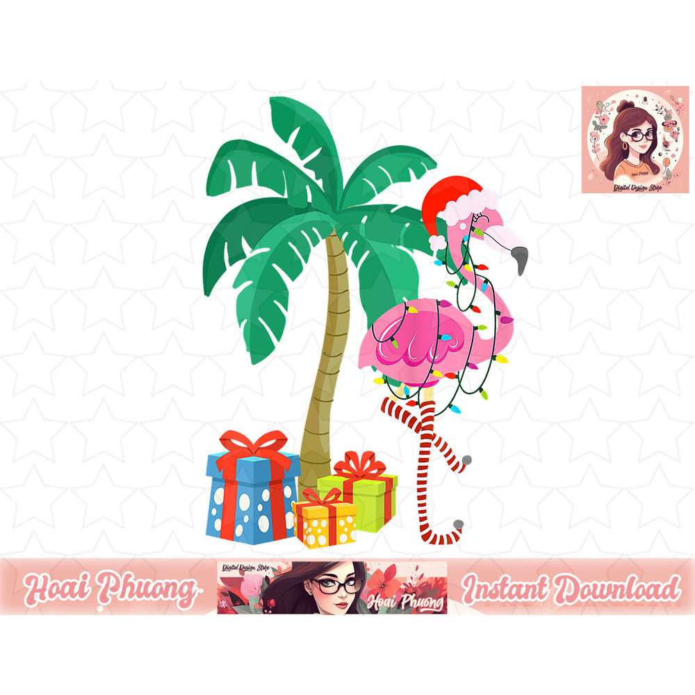 Tropical Pink Flamingo Hawaii Summer Xmas Christmas In July png, instant download.jpg
