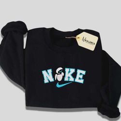 nike x eve embroidered sweatshirt, cartoon brand character embroidered sweatshirt, custom brand embroidered sweatshirt