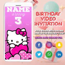 kitty video invitation, birthday party, video invite