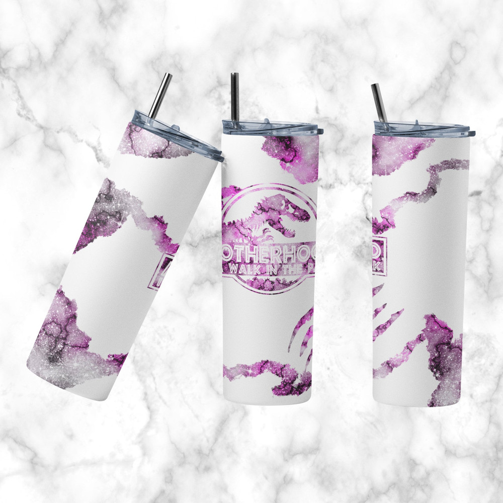Motherhood is a Walk in the Park 20 oz Skinny Tumbler Design Sublimation Tumbler Wrap Straight Tumbler Design Dinosaur Momlife.jpg