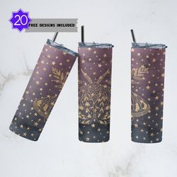 mystical magic moth tumbler, celestial straight skinny tumbler, witch craft mystical sublimation wrap skinny tumbler