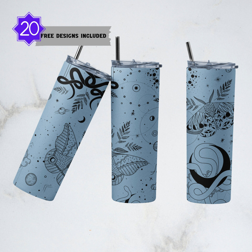 Mystical Magic Moth tumbler, Celestial tumbler, Spells, Sublimation Tumbler, 20oz Skinny Tumbler Wrap, Witch craft Png, Mystical Tumbler-2.jpg