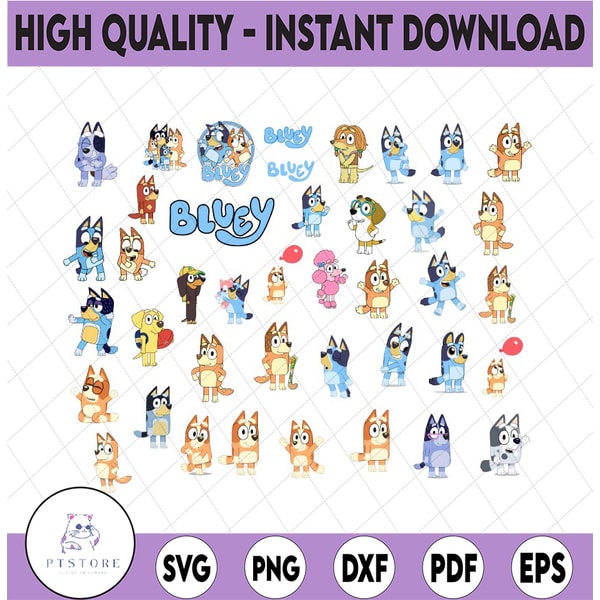 Bluey Design 40 Designs Bluey SVG Bundle | Bluey svg | Bluey birthday | B - Inspire ...