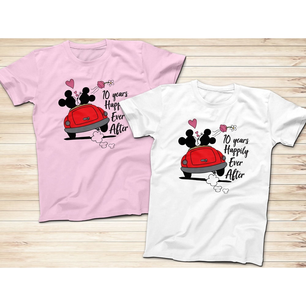 10 Years Happily Ever After Anniversary T-Shirts, Mickey and Minnie Marriage T-Shirts, Disney Custom T-Shirts, Disney Anniversary T-Shirts - 1.jpg