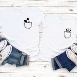 2022 disney family shirts, pocket size disney -mickey pocket t-shirt, mickey mouse t-shirt, disney t-shirt, unisex famil