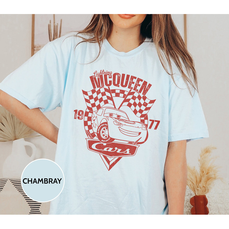 Disney Cars Shirt, Light McQueen Shirt, Car Pixar Shirt, McQueen 1977, Disney Cars Land Shirt, Gift for her, Disneyland Shirt - 3.jpg