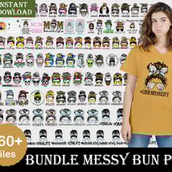 160 files messy bun svg, digital download