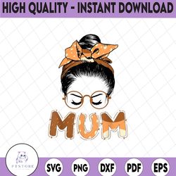 bluey mum messy hair bun glasses png mom png  mommy png gift bluey mom ladies png