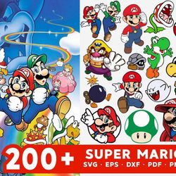 200 files super mario svg, digital download
