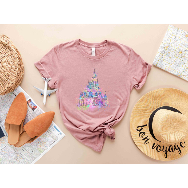 Disney Watercolor Castle T-Shirt, Disney Castle Shirt, Disney Vacation Shirt, Disney Trip Shirt, Disney Family Shirt, Family Vacation Shirt - 3.jpg