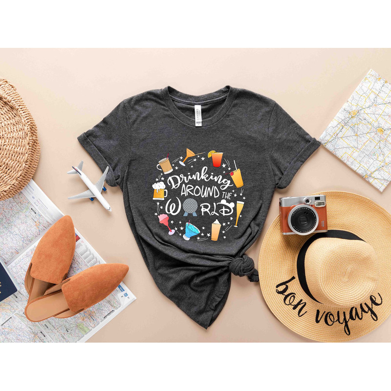 Drinking Around the World T-Shirt, Disney Drinks Shirt,  World Traveler Shirt, Disney Drinking Shirt, Epcot Disney Shirt, Food and Wine Fest - 1.jpg