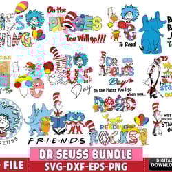 50 file dr seuss bundle svg, cat in the hat svg, digital download