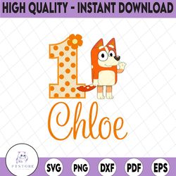 personalized name and age bluey birthday party svg, custom name bluey,  bluey family svg, birthday bluey svg, bluey bing