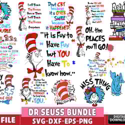 60 file dr seuss bundle svg, cat in the hat bundle svg, dr seuss svg, digital download