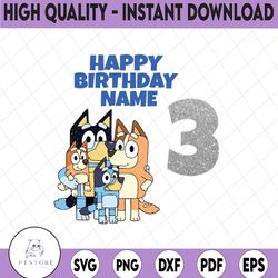 personalized bluey png, bluey family png, bluey party animated tv series, bluey birthday png clipart,download