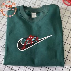 nike x spider man embroidered sweatshirt, inspired brand embroidered sweatshirt, brand embroidered crewneck, brand embro