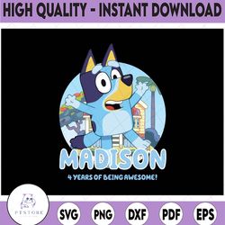personalized name and ages, bluey png, bluey family png, bluey party animated tv series, bluey birthday png clipart