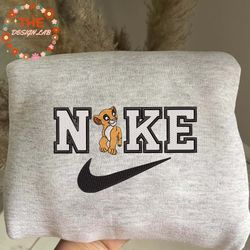 nike x simba and nala embroidered sweatshirt, brand embroidered sweatshirt, brand embroidered hoodie, inspired brand emb