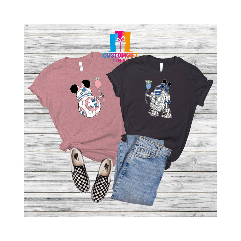 Star Wars Couple T-shirt, Disney Shirt, R2D2 BB8 Couple Shirt, Mickey Minnie Shirt, Disney Star Wars Shirt, Couple Gift, Disney Trip Shirt - 1.jpg