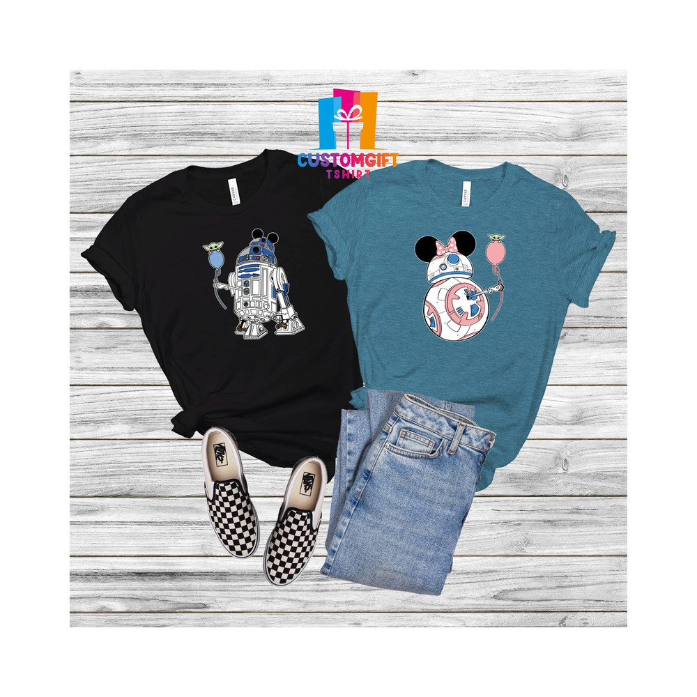 Star Wars Couple T-shirt, Disney Shirt, R2D2 BB8 Couple Shirt, Mickey Minnie Shirt, Disney Star Wars Shirt, Couple Gift, Disney Trip Shirt - 4.jpg