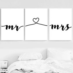 Wedding Decor Digital Prints Mr Mrs Love Print Wedding Sign Printable Above Bed Bedroom Wall Art Gift for Newlyweds