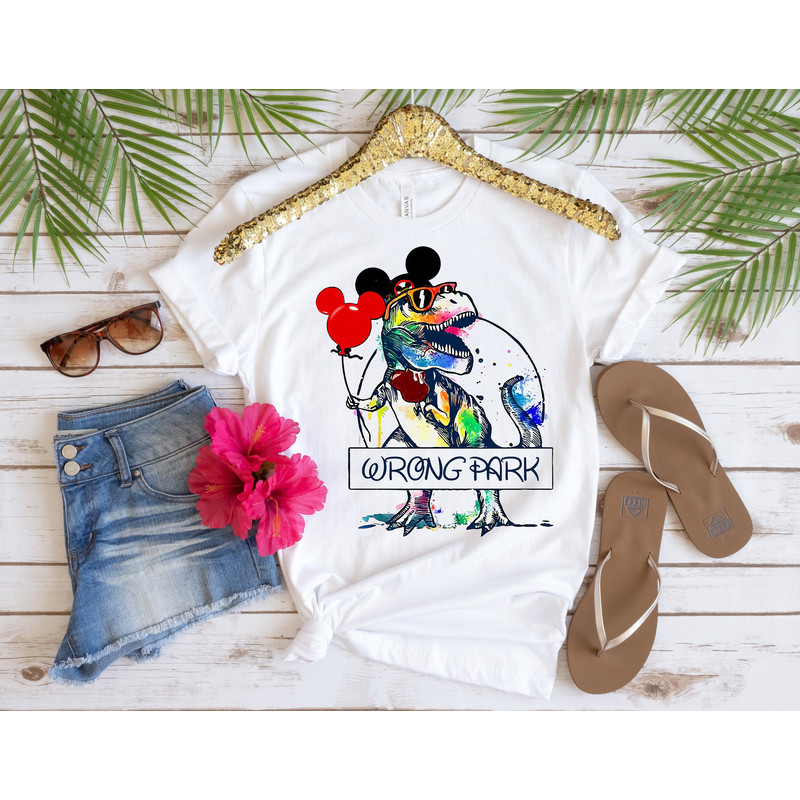 Wrong Park Shirt, Disney Shirt, Disney Wrong Park Shirt, Mickey Shirt, Dinosaur Shirt, Dinosaur Cartoon, Tyrannosaurus Shirt, Tyrannosaurus - 1.jpg