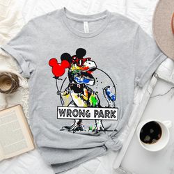wrong park shirt, tyrannosaurus t-shirt, disneyland thema park shirt, disney dinosaur shirt, jurassic park shirt, wrongp