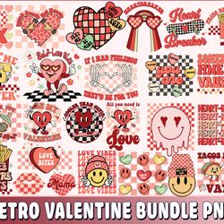 retro valentine bundle png, digital download