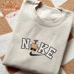 nike x wall β e embroidered sweatshirt, brand character cartoon embroidered sweatshirt, custom cartoon embroidered crewk