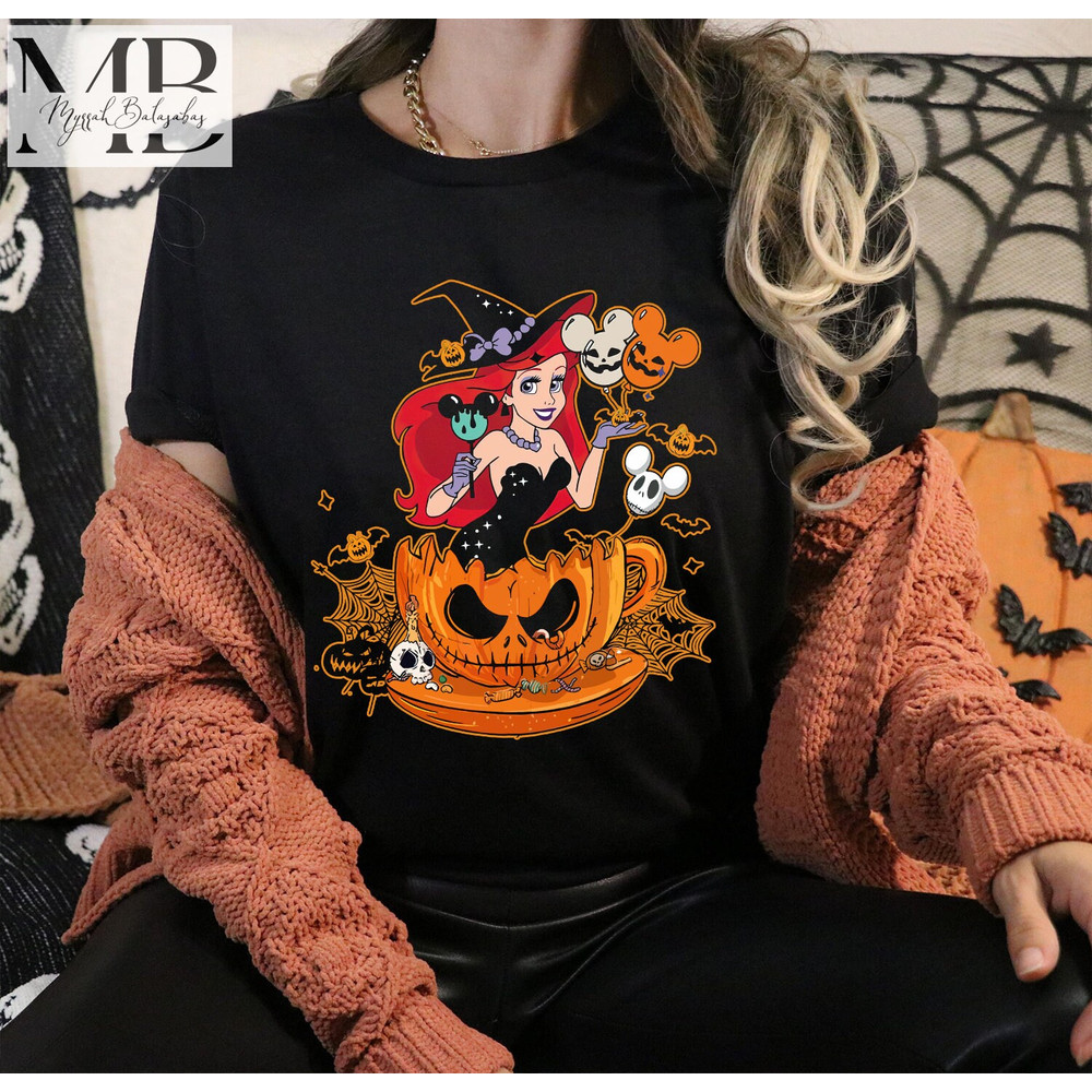 Disney Princess Tea Cup Halloween Shirts, Ariel Teacup Shirt, Disney Princess Halloween Shirt, Disney Teacup Shirt, Teacup Balloon Shirt - 2.jpg