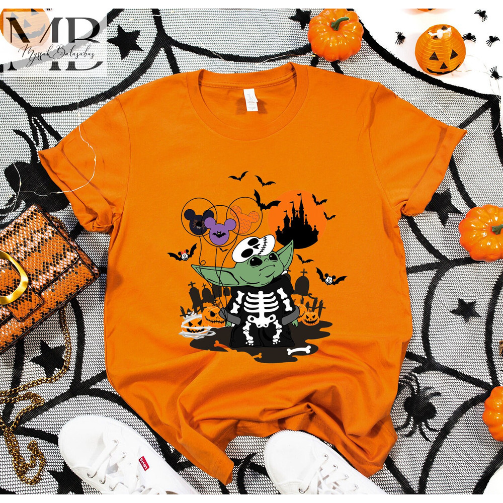 Halloween Baby Yoda Costume Shirt, Halloween Baby Yoda Shirt, Mickey Balloon Shirt, Spooky Yoda Shirt, Baby Yoda Skeleton Shirt - 2.jpg