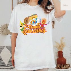 three cabaleros shirt, donald shirt, walt disney world shirt, panchito pistoles, jos carioca, disney shirt, aracuan bird