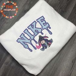 nike x eeyore embroidered sweatshirt, winnie the pooh cartoon brand character embroidered sweatshirt, custom brand embro