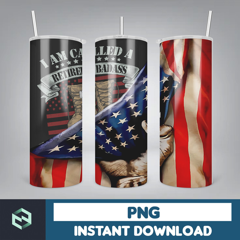 Army Veteran USA Flag 20oz Skinny Straight & Tapered Designs, American Flag Tumbler Designs,Veteran Tumbler Wrap PNG,Digital download (13).jpg