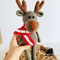 Crochet moose, Crochet elk, Crochet deer, Christmas toy, Crochet deer christmas, Crochet deer toy, Christmas elk, Moose