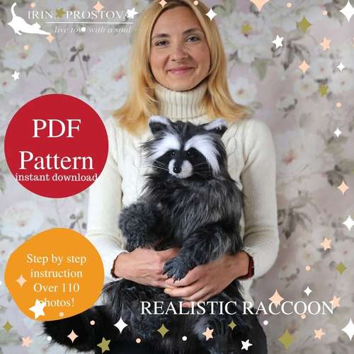 Raccoon sewing pattern plush toy | instruction how to sew | Stuffed Animal Sewing Tutorial