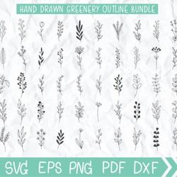greenery outline bundle svg greenery outline bundle svg