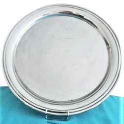 tiffany & co round plate tray regency design silver plated 515gr wide cm 31 centerpiece original vintage 1980s serving p