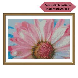 Flower cross stitch pattern, Chamomile cross stitch pattern, Nature embroidery, Instant download, Digital PDF
