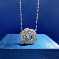 camellia necklace clavicle pendant