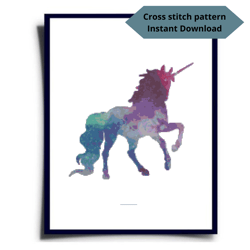 Unicorn cross stitch pattern, Horse cross stitch pattern, Colorfull embroidery, Instant download, Digital PDF
