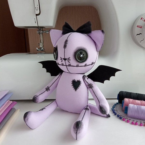 Art-Doll-handmade-Cat-Girl-With-Bat-Wings