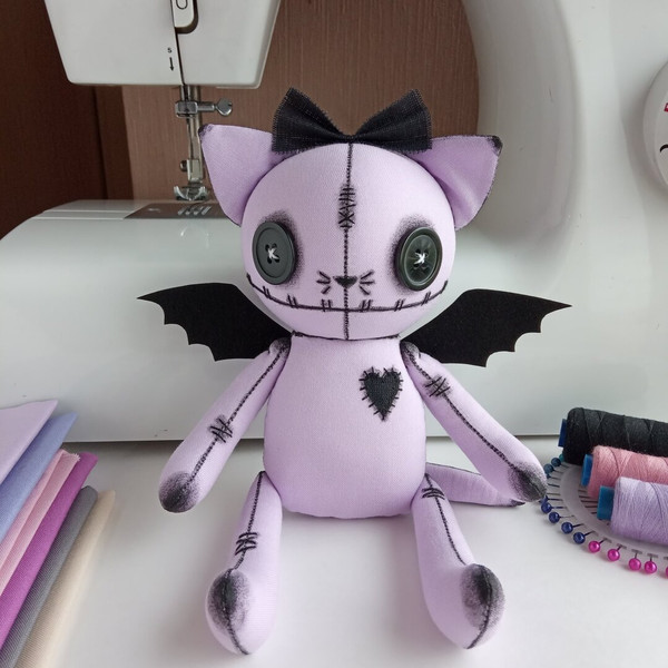 Handmade-Creepy-Cute-Cat-Girl-With-Bat-Wings