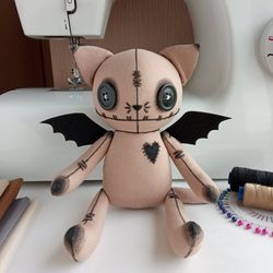 Handmade Stuffed Cat Bat, Spooky Cute Toy