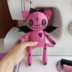 Goth Doll Cat Handmade - Pink