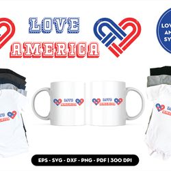 Love America and hearts symbol SVG